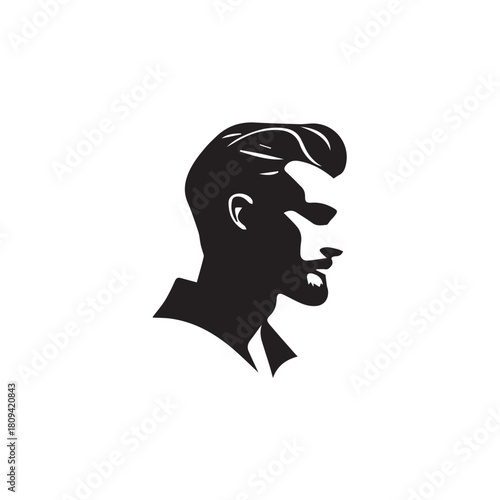 Black Vector Illustration of a Handsome Man in Clean Minimal Line Art Style on White Background