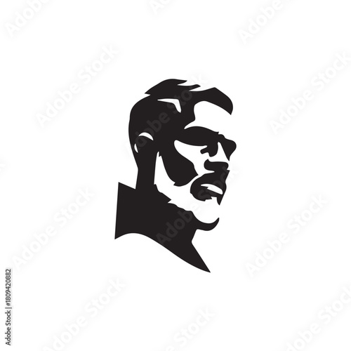 Black Vector Illustration of a Handsome Man in Clean Minimal Line Art Style on White Background