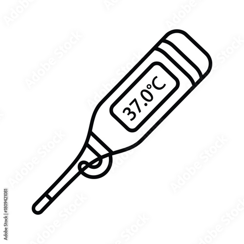 Digital thermometer displaying 370 degrees celsius isolated on