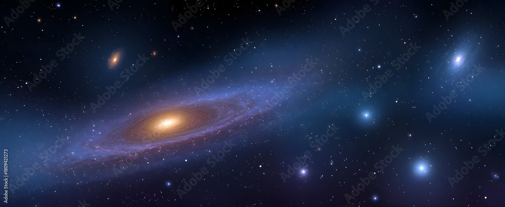 Fototapeta premium The depicting cosmic phenomena and galaxies evokes awe and the infinite wonder of space