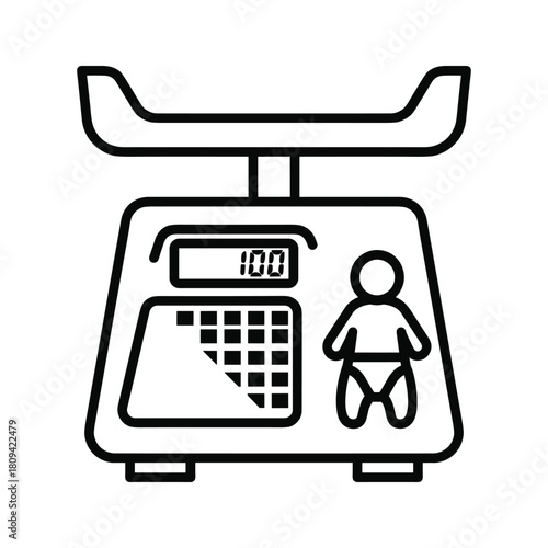 Illustration of a baby scale isolated on, a device for measuring infant weight
