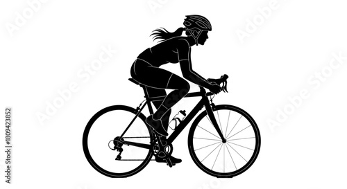 Dynamic silhouette of a determined cyclist riding a road bike, showcasing athletic strength and endurance for fitness, sport, and healthy lifestyle concepts