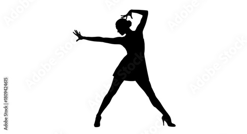 Dynamic silhouette of elegant dancer in motion on white, expressing passion and artistry through movement, perfect for dance studio promotions
