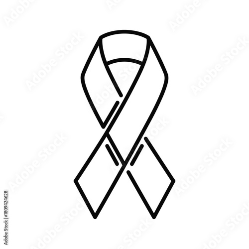 Outline icon of awareness ribbon isolated on, symbolizing support for various causes and solidarity