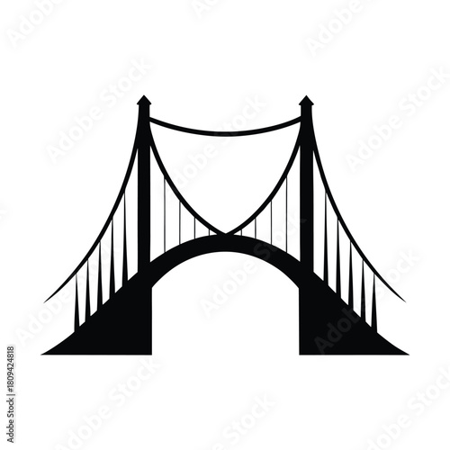 Suspension Bridge Silhouette Icon architecture structure