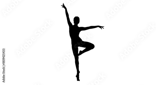 Graceful ballet dancer in elegant pose expressing freedom and artistry against a clean white backdrop, perfect for dance school promotions or wellness campaigns