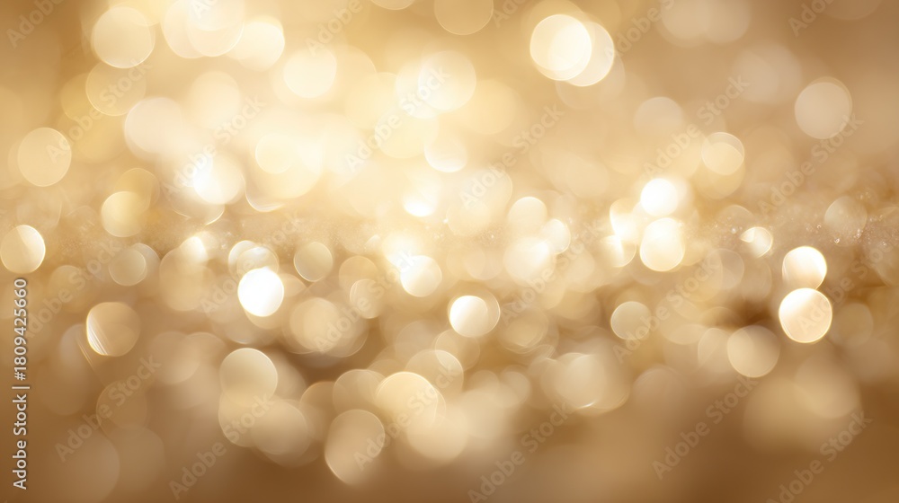 Obraz premium Light golden blurred background with shiny gold light bokeh, defocused soft glow, warm luminous effect for elegant, romantic, or festive designs needing a dreamy, sparkling backdrop.