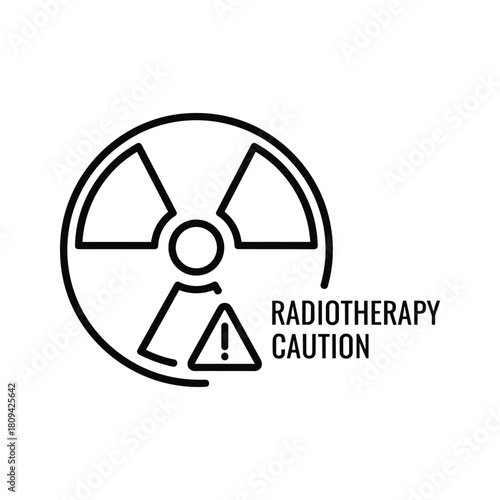 Radiotherapy caution sign isolated on concept of cancer treatment and oncology caution
