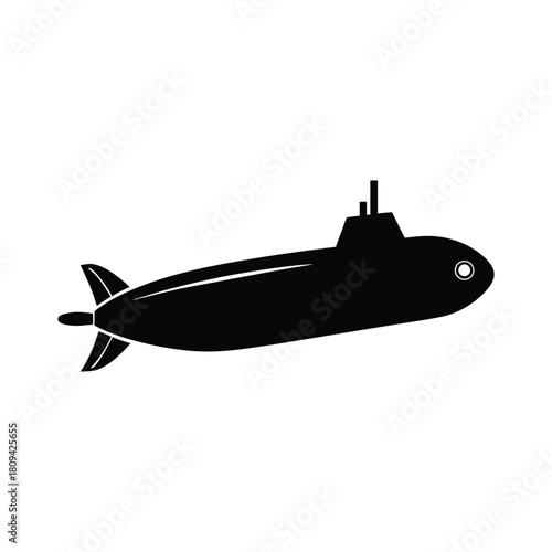 Black Silhouette of a Submarine underwater naval