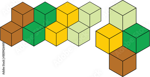 Abstract geometric colorful isometric cubes patterns Vector