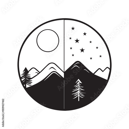 Dark and Night day button icon star vector design.