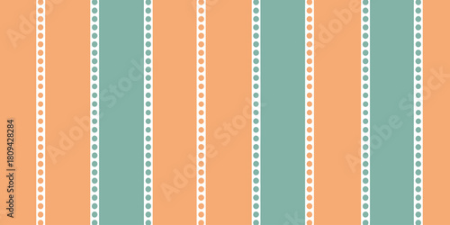 Alternating vertical stripes in peach and teal with white dotted lines for a retro aesthetic look