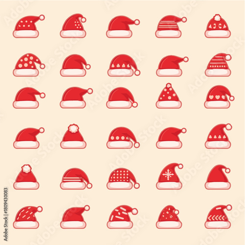 santaclaus hat collection vector illustration