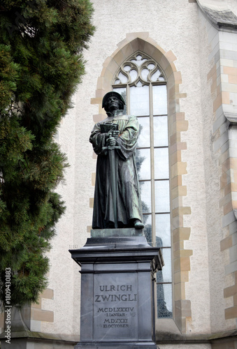 Statue of Ulrich Zwingli in Zurich, Switzerland