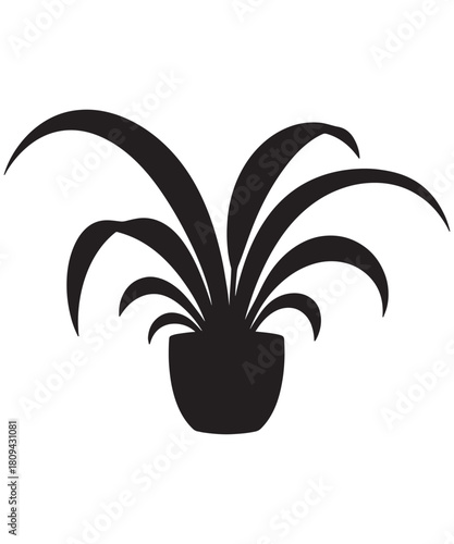 Potted houseplant silhouette with adobe illustrator icon