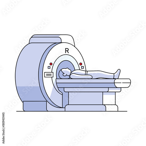 Patient lying in MRI machine during medical examination and diagnosis  