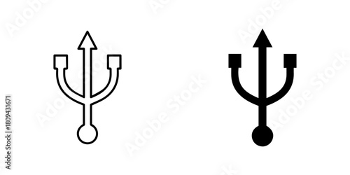 Usb connection icon in two styles, outline and solid, isolated on, for web and app design
