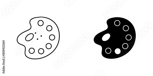 Illustration of a palette in black and white isolated on for art or painting concept