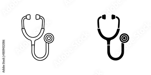 Illustration of a stethoscope in black and white isolated on for medical or health concept