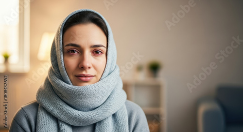 Mycoplasma pneumonia concept showing symptoms in ill woman, her face reflecting fatigue. Mycoplasma pneumonia can cause serious respiratory illness, so seek help if feeling unwell.