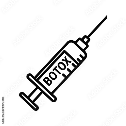 Illustration of a syringe with the word botox on it isolated on