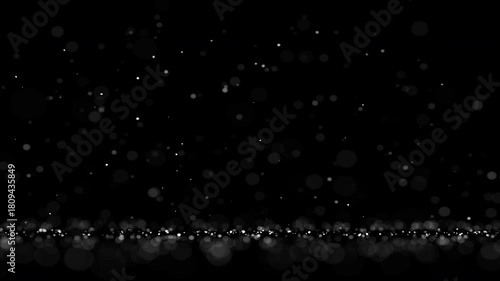Overlay Looping snow animation with transparent background, falling snow particles settling on ground, no camera movement, ideal Christmas and Winter Texture