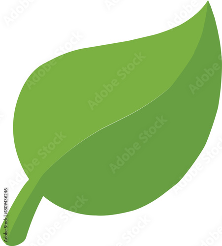 Simple green leaf for nature and eco flat vector icon