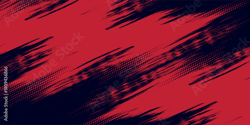 Red halftone dots blue color pattern gradient grunge texture background. Dot pop art comic sport style vector illustration.