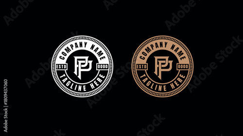 Elegant monogram logo design with oval badge and initials p and p