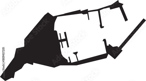 Vector Map of the La Condamine Region of Monaco Silhouette Isolated