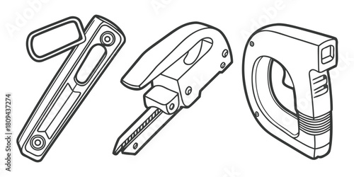 Three different types of staplers are shown in a line drawing.