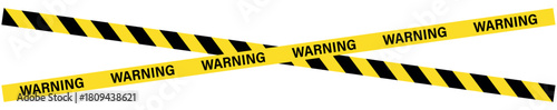 Two crossing yellow warning tapes with black stripes on a white background in a diagonal pattern