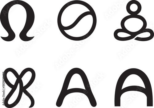 Black and white set of vector hair icons for web design illustration symbol