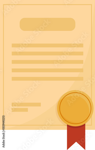 Flat Vector Graduation Icon Set Featuring Diplomas, Certificates, Scrolls, and Mortarboard Caps with Red Ribbons and Gold Seals