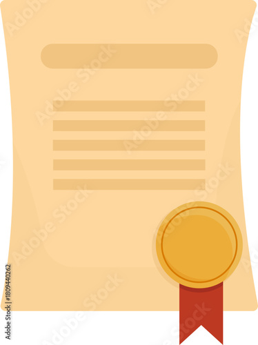 Flat Vector Graduation Icon Set Featuring Diplomas, Certificates, Scrolls, and Mortarboard Caps with Red Ribbons and Gold Seals