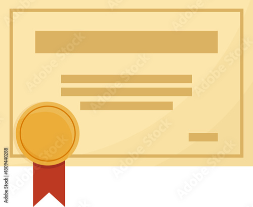 Flat Vector Graduation Icon Set Featuring Diplomas, Certificates, Scrolls, and Mortarboard Caps with Red Ribbons and Gold Seals