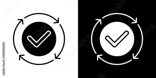 process icon set in black and white solid vector illustration