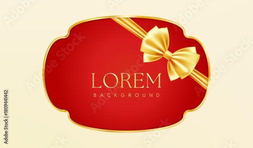 Red Gold Christmas red price tag. Vintage luxury frame