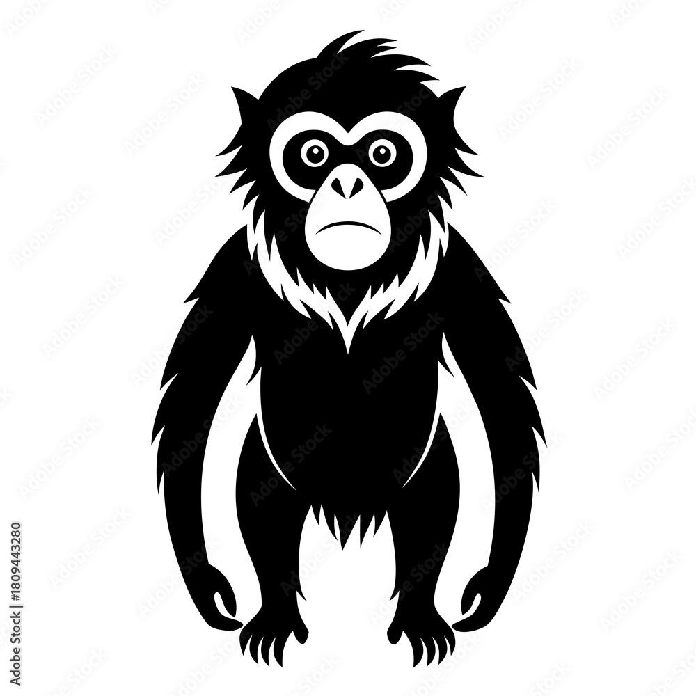 Fototapeta premium Gibbon vector clean black silhouette design white background