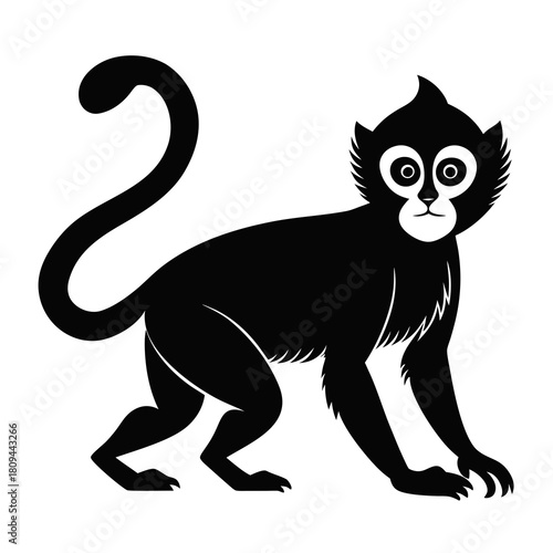 Gibbon vector clean black silhouette design white background