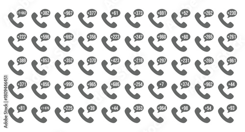 Vector illustration of phone icon with international country code