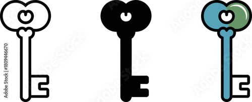 Iconography of Keys Represents Access Solutions and Security Measures in Vector Format