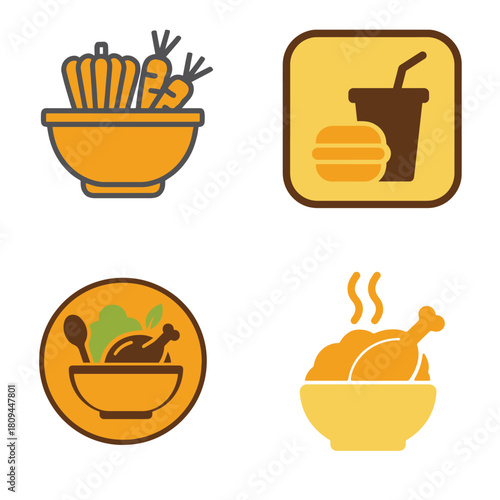 Delicious Fast Food Meal Icons Collection