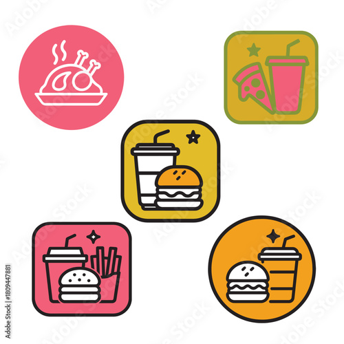 Delicious Fast Food Meal Icons Collection