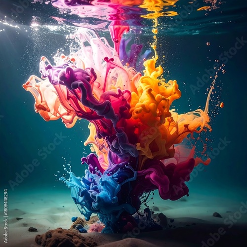 Underwater Symphony - A Vibrant Explosion of Colors in the Deep Blue Sea.
