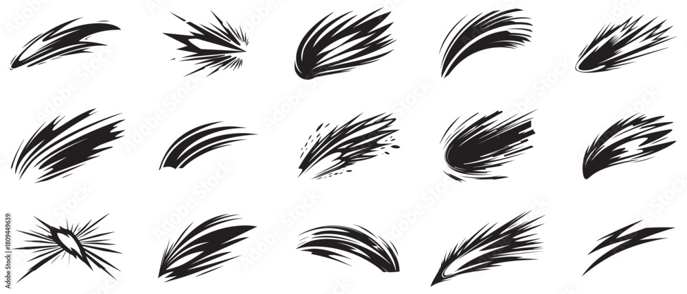 Fototapeta premium Brush strokes Vector set of hand drawn. Isolated on white background.