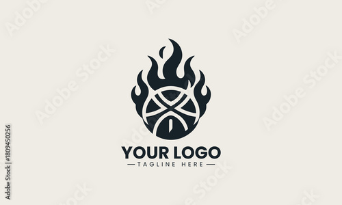 Basketball fire black vector logo