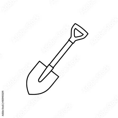 Simple shovel line art icon ready for your creative gardening or construction projects