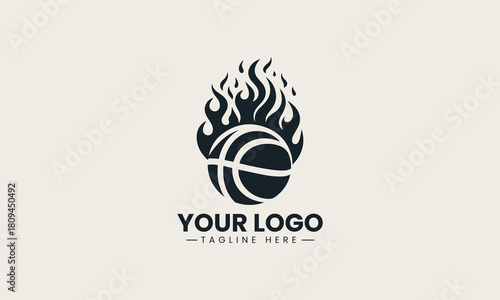 Basketball fire black vector logo