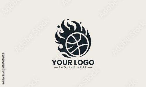 Basketball fire black vector logo